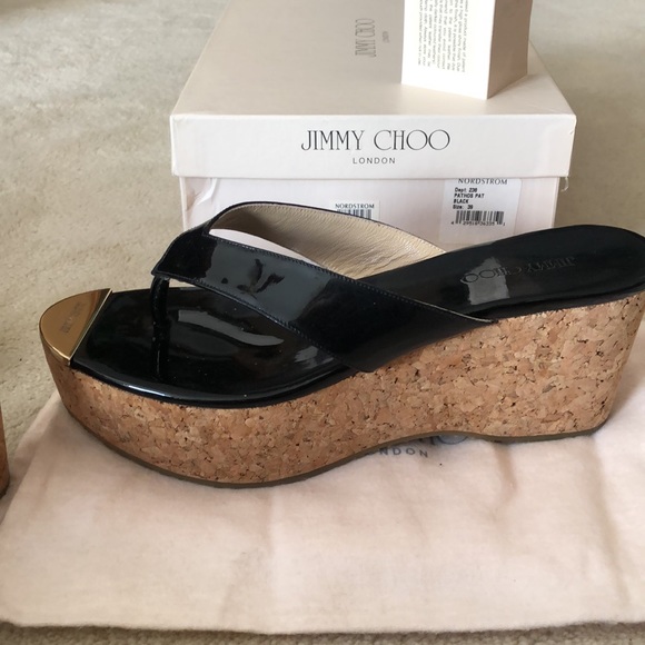 Jimmy Choo size 39 black patent Pathos platform wedge sandal - Picture 4 of 5